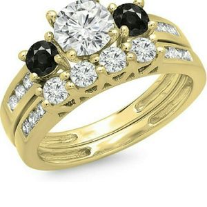 1.80 carat (ctw)14k gold black and white diamond